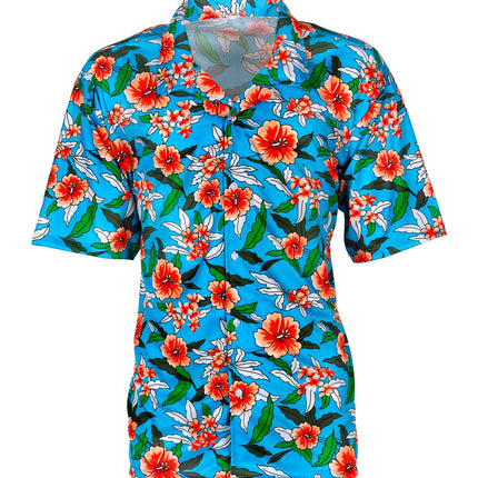 e-carnavalskleding-SYK Blauw Hawaii shirt met print