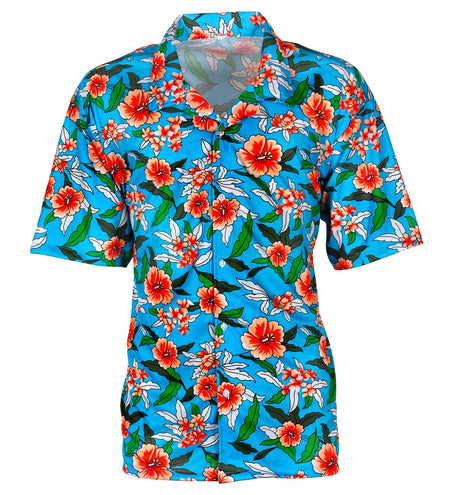 e-carnavalskleding-SYK Blauw Hawaii shirt met print