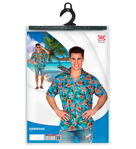 e-carnavalskleding-SYK Blauw Hawaii shirt met print