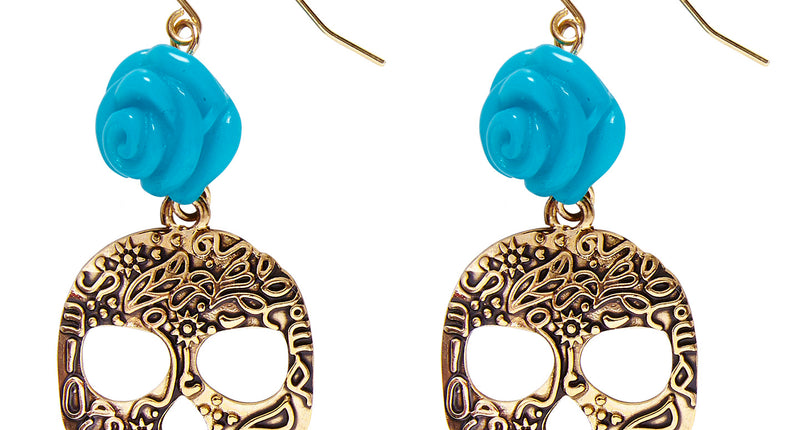 e-carnavalskleding-SYK Blauw met gouden oorbellen