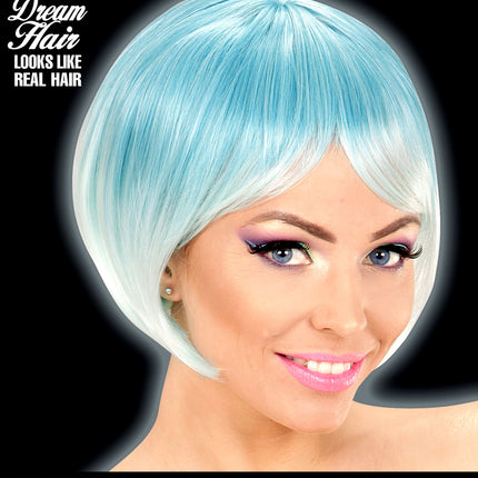 e-carnavalskleding-SYK Blauw turquoise boblijn pruik