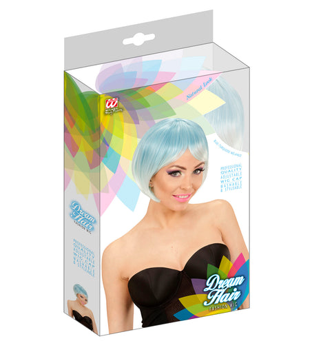e-carnavalskleding-SYK Blauw turquoise boblijn pruik
