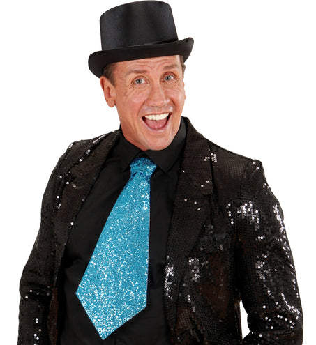 e-carnavalskleding-SYK Blauwe glitter stropdas