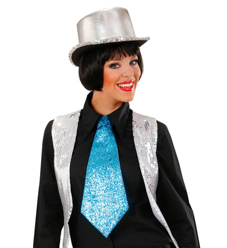 e-carnavalskleding-SYK Blauwe glitter stropdas