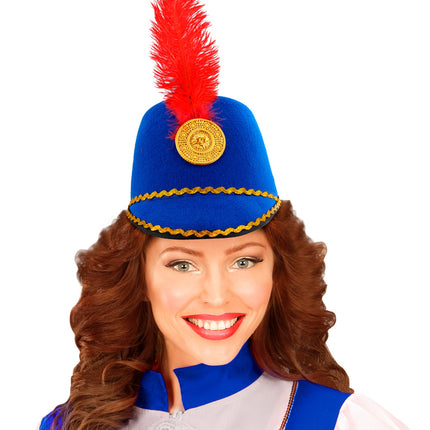 e-carnavalskleding-SYK Blauwe majorette hoed kind