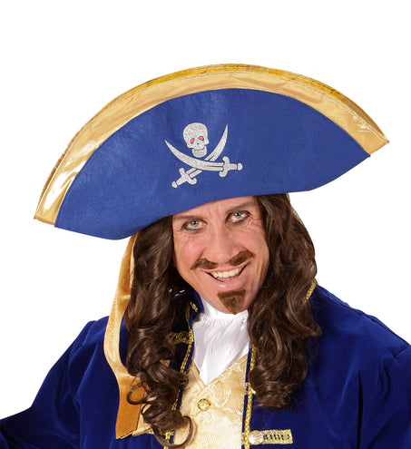 e-carnavalskleding-SYK Blauwe piraten tricorn hoed