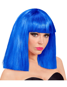 e-carnavalskleding-SYK Blauwe showgirl pruik lang haar