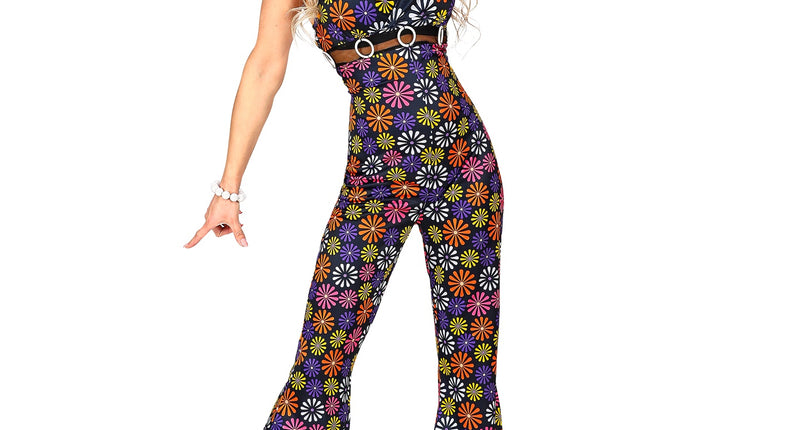 e-carnavalskleding-SYK Bloemenprint jumpsuit jaren 70