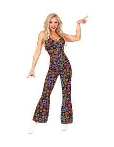 e-carnavalskleding-SYK Bloemenprint jumpsuit jaren 70