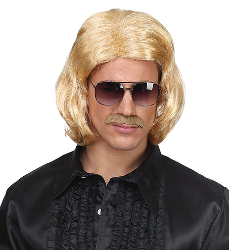 e-carnavalskleding-SYK Blonde macho pruik met snor