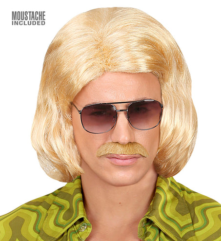 e-carnavalskleding-SYK Blonde macho pruik met snor