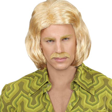 e-carnavalskleding-SYK Blonde macho pruik met snor