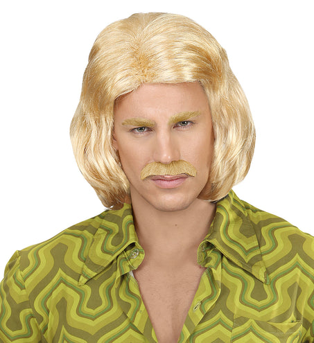 e-carnavalskleding-SYK Blonde macho pruik met snor