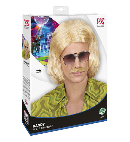 e-carnavalskleding-SYK Blonde macho pruik met snor