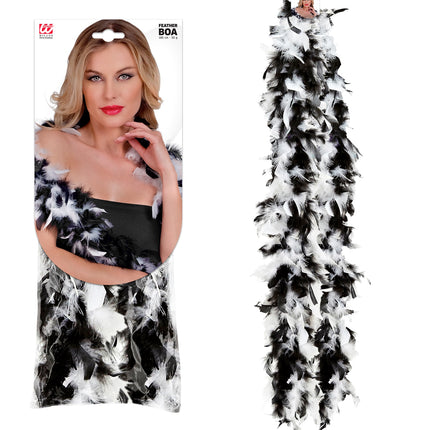 e-carnavalskleding-SYK boa 2-kleurig zwart-wit 180cm