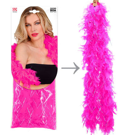 e-carnavalskleding-SYK Boa Joyce neon roze zilver 180cm