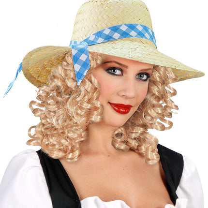 e-carnavalskleding-SYK Boerinnen hoed stro blauw