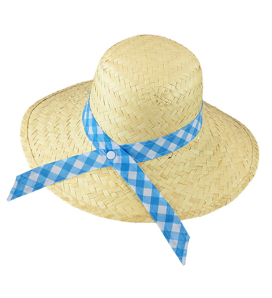 e-carnavalskleding-SYK Boerinnen hoed stro blauw