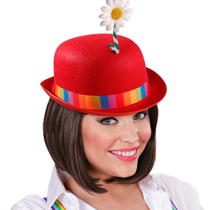 e-carnavalskleding-SYK Bolhoed met bloem rood