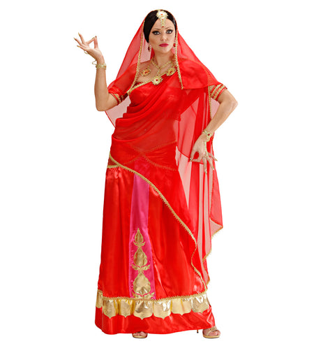 e-carnavalskleding-SYK Bollywood pak rood Indische vrouw