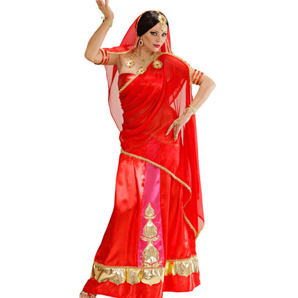 e-carnavalskleding-SYK Bollywood pak rood Indische vrouw