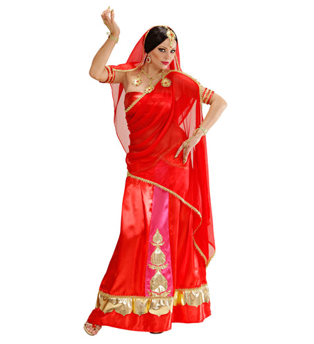 e-carnavalskleding-SYK Bollywood pak rood Indische vrouw