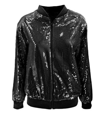 e-carnavalskleding-SYK Bomberjack zwart glitter