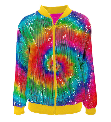 e-carnavalskleding-SYK Bomberjas pailletten Hippie tie dye