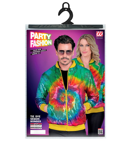 e-carnavalskleding-SYK Bomberjas pailletten Hippie tie dye