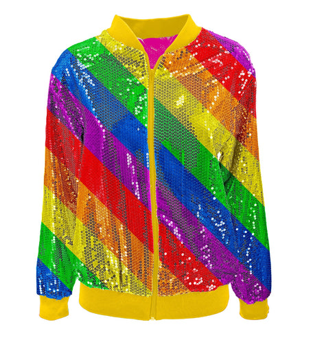 e-carnavalskleding-SYK Bomberjas pailletten regenboog