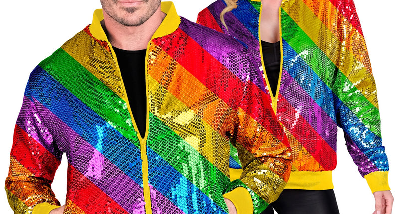 e-carnavalskleding-SYK Bomberjas pailletten regenboog