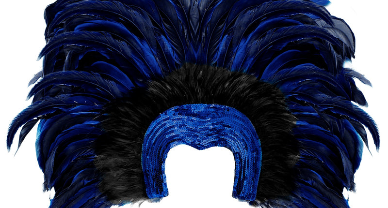 e-carnavalskleding-SYK Braziliaanse veren hoofdbedekking blauw