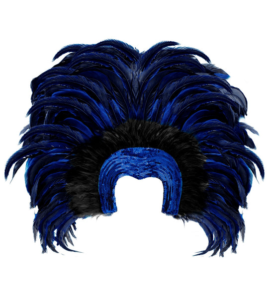 e-carnavalskleding-SYK Braziliaanse veren hoofdbedekking blauw