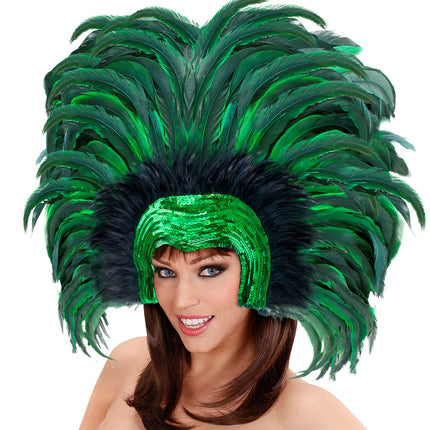 e-carnavalskleding-SYK Braziliaanse veren hoofdbedekking groen