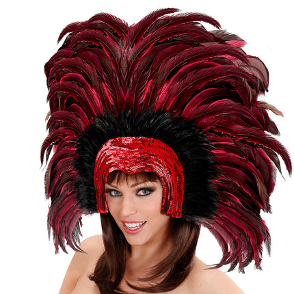 e-carnavalskleding-SYK Braziliaanse veren hoofdbedekking rood