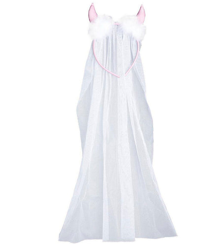 e-carnavalskleding-SYK Bride to be sluier met roze hoorntjes