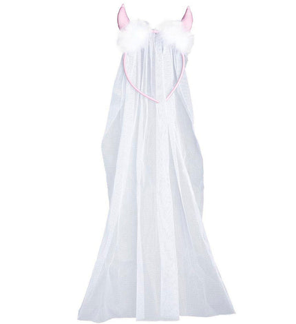 e-carnavalskleding-SYK Bride to be sluier met roze hoorntjes