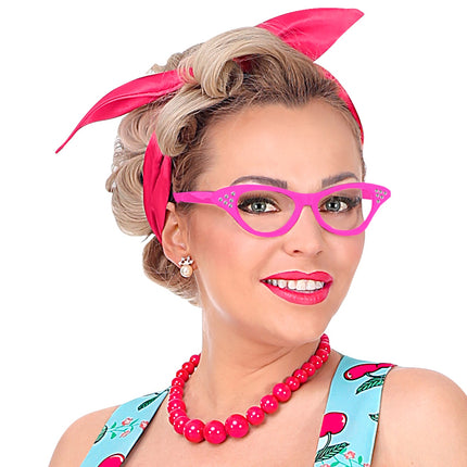 e-carnavalskleding-SYK Bril 50'S Rose Met Strass