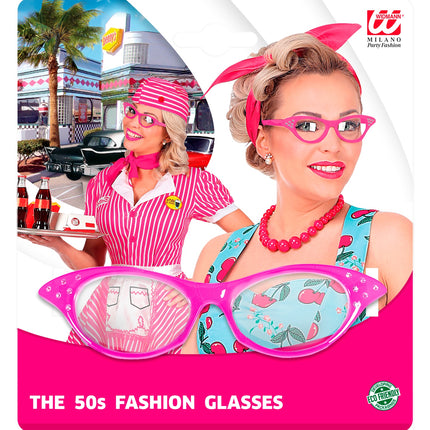 e-carnavalskleding-SYK Bril 50'S Rose Met Strass