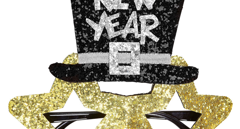 e-carnavalskleding-SYK Bril, Happy New Year Goud