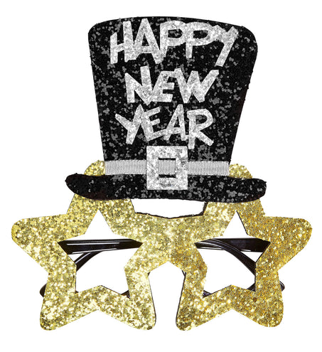 e-carnavalskleding-SYK Bril, Happy New Year Goud