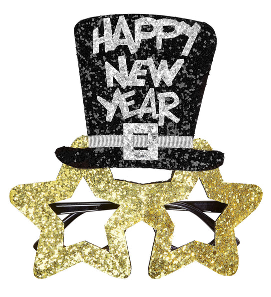 e-carnavalskleding-SYK Bril, Happy New Year Goud