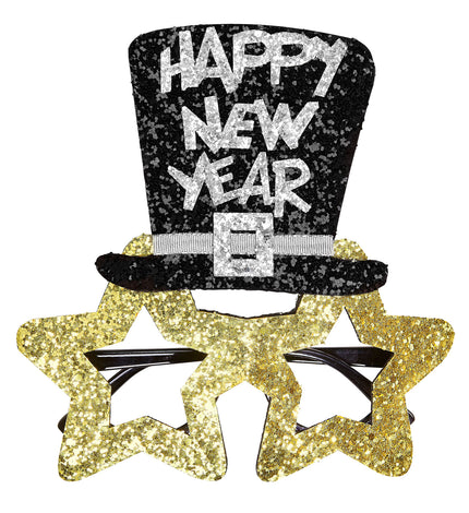 e-carnavalskleding-SYK Bril, Happy New Year Goud