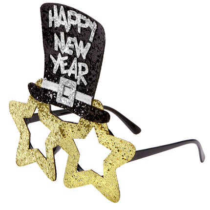 e-carnavalskleding-SYK Bril, Happy New Year Goud