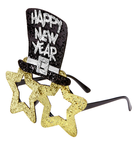 e-carnavalskleding-SYK Bril, Happy New Year Goud