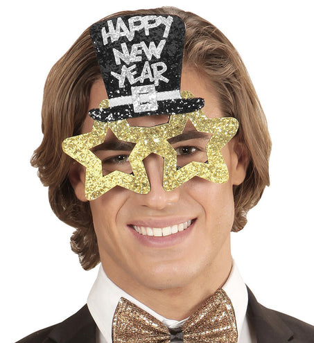 e-carnavalskleding-SYK Bril, Happy New Year Goud