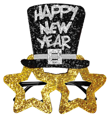 e-carnavalskleding-SYK Bril, Happy New Year Goud