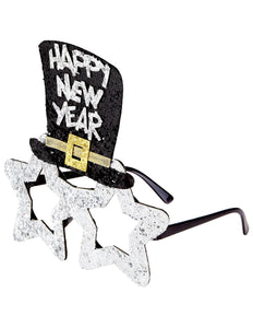 e-carnavalskleding-SYK Bril, Happy New Year Zilver