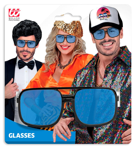 e-carnavalskleding-SYK Bril met blauwe glazen jaren 90 hiphop