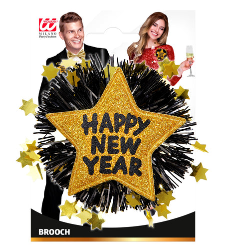 e-carnavalskleding-SYK Broche Happy New Year goud